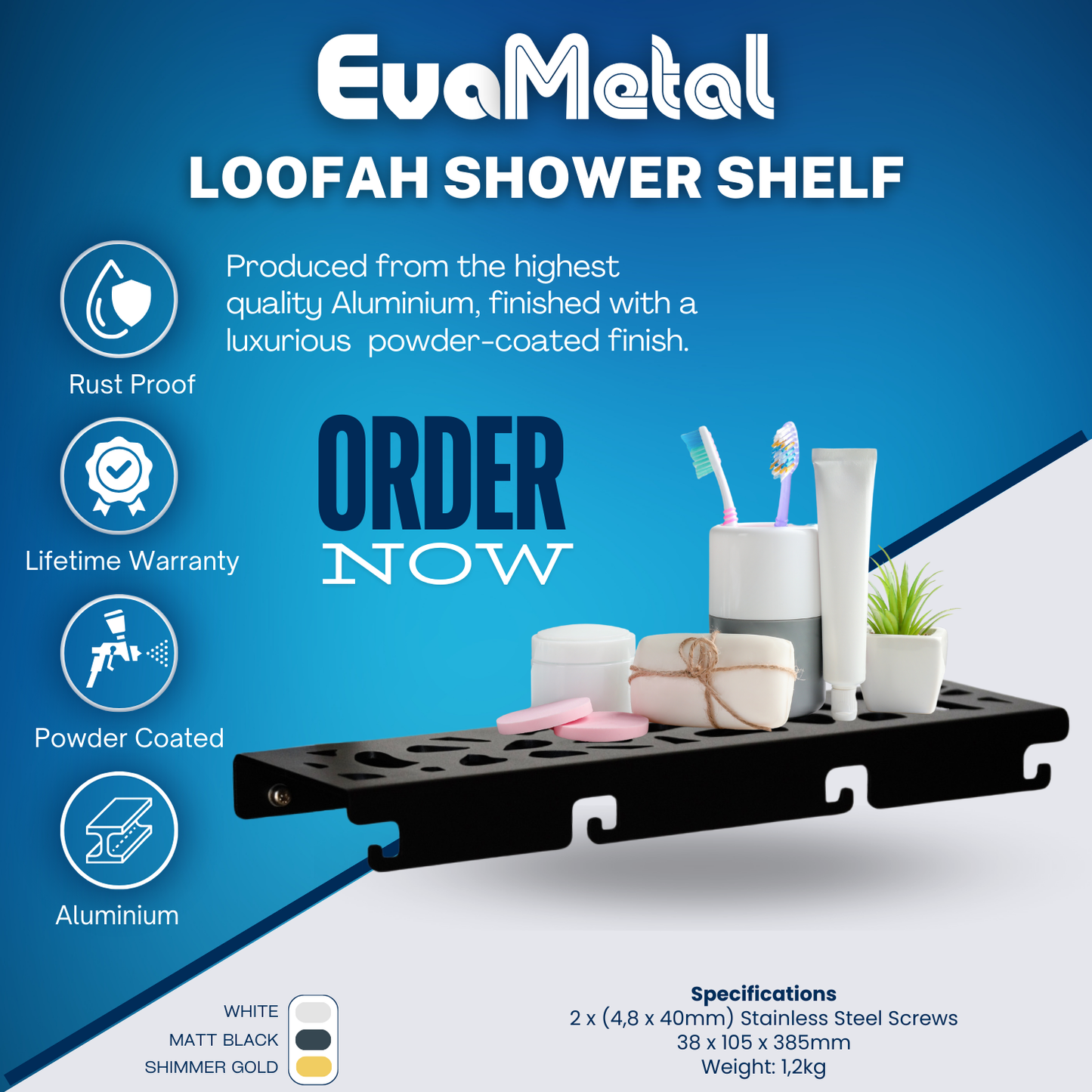 Loofah In-Shower Shelf - MATT BLACK - Abstract Collection