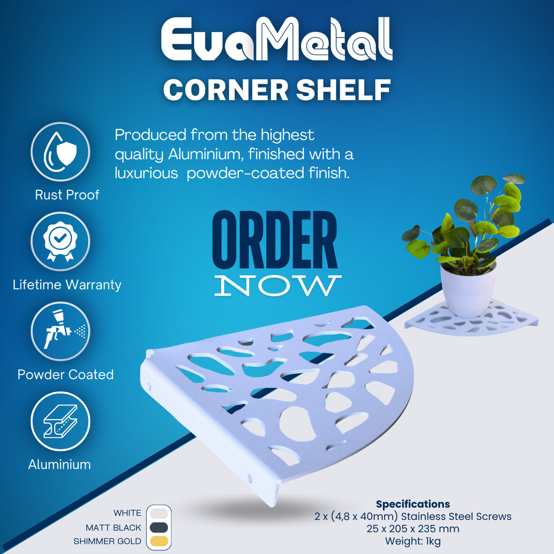 Abstract White Shelf Corner Shelf - WHITE - Abstract Collection – EvaMetal