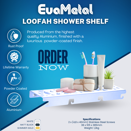 Loofah In-Shower Shelf - WHITE - Abstract Collection