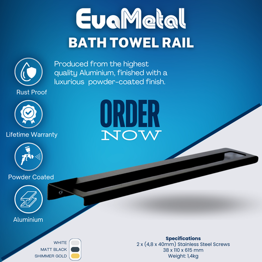 Bath Towel Rail - MATT BLACK - Plano Collection