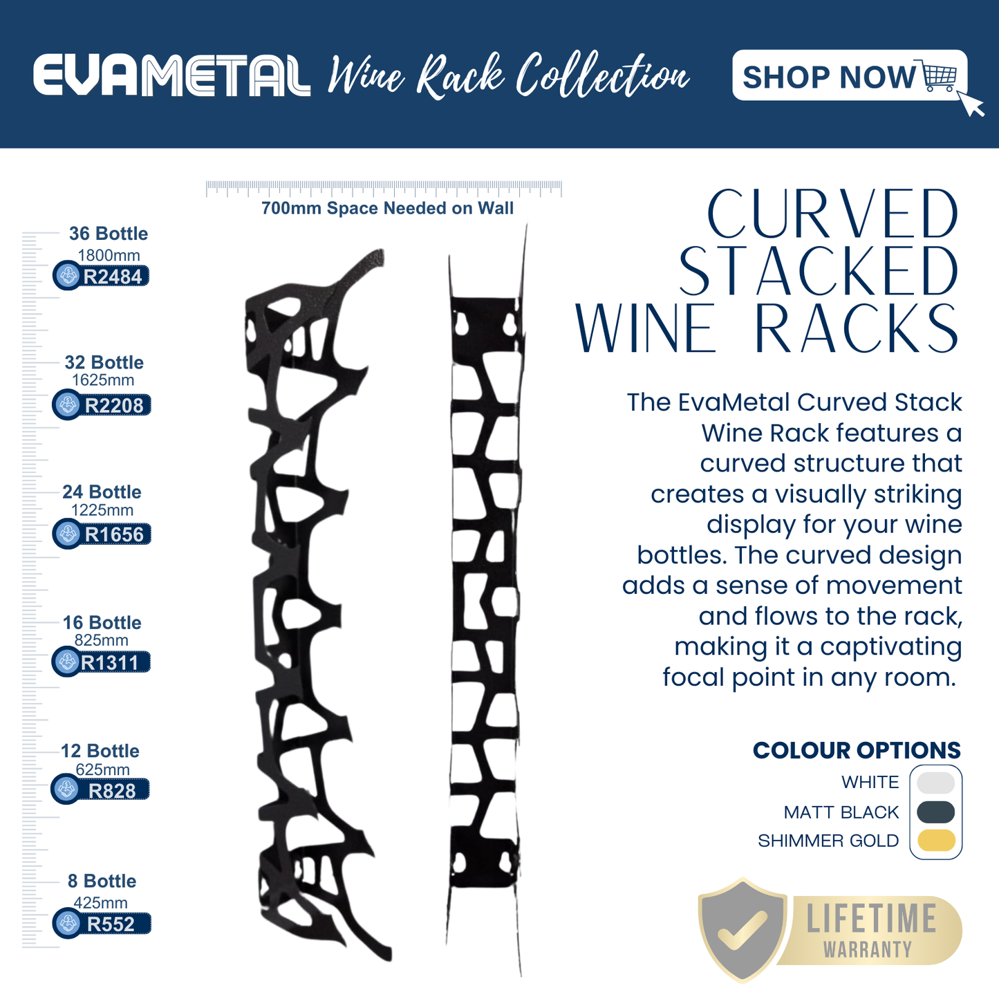 Wine Rack - CURVED STACKED – EvaMetal