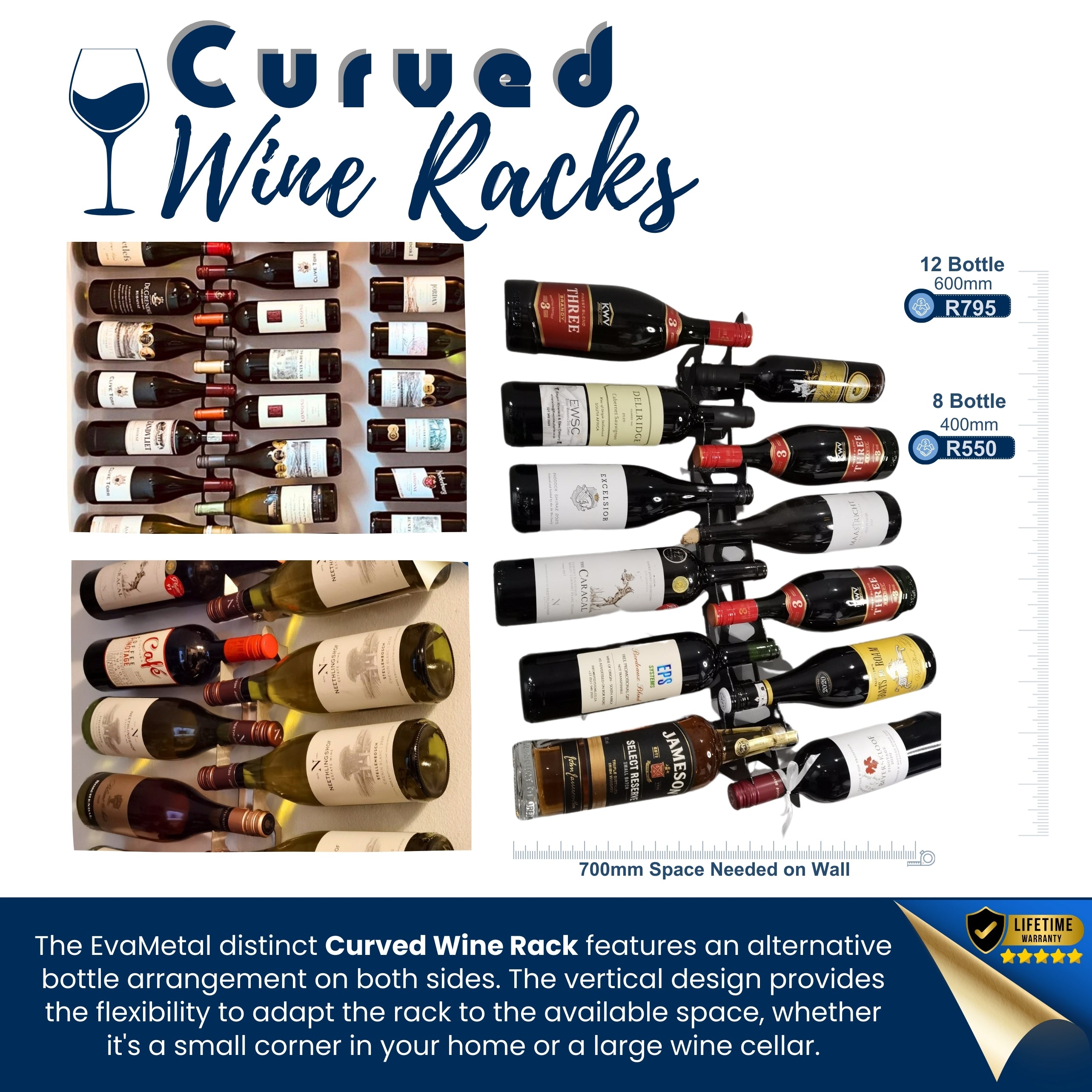 EvaMetal Curved Stack Wine Rack