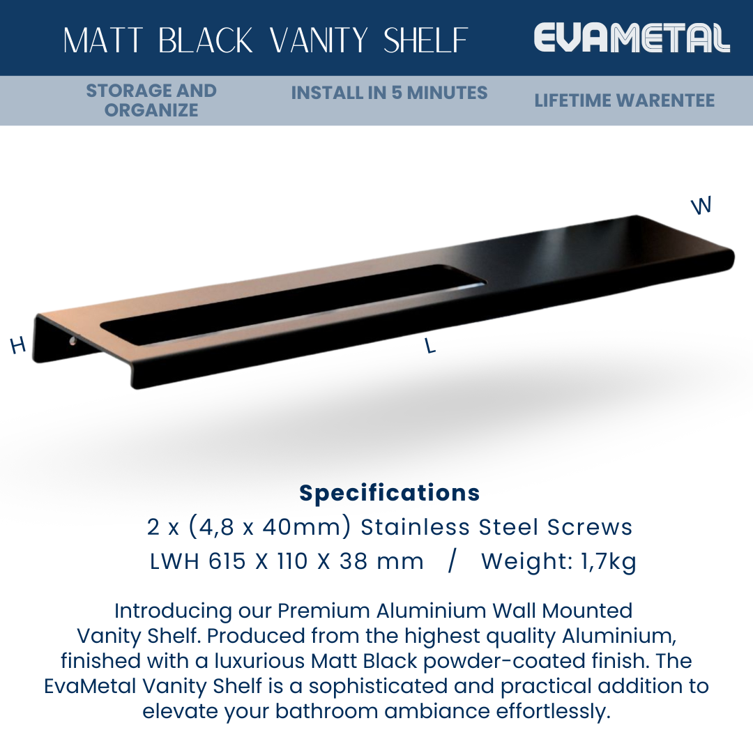 Vanity Shelf - MATT BLACK - Plano Collection