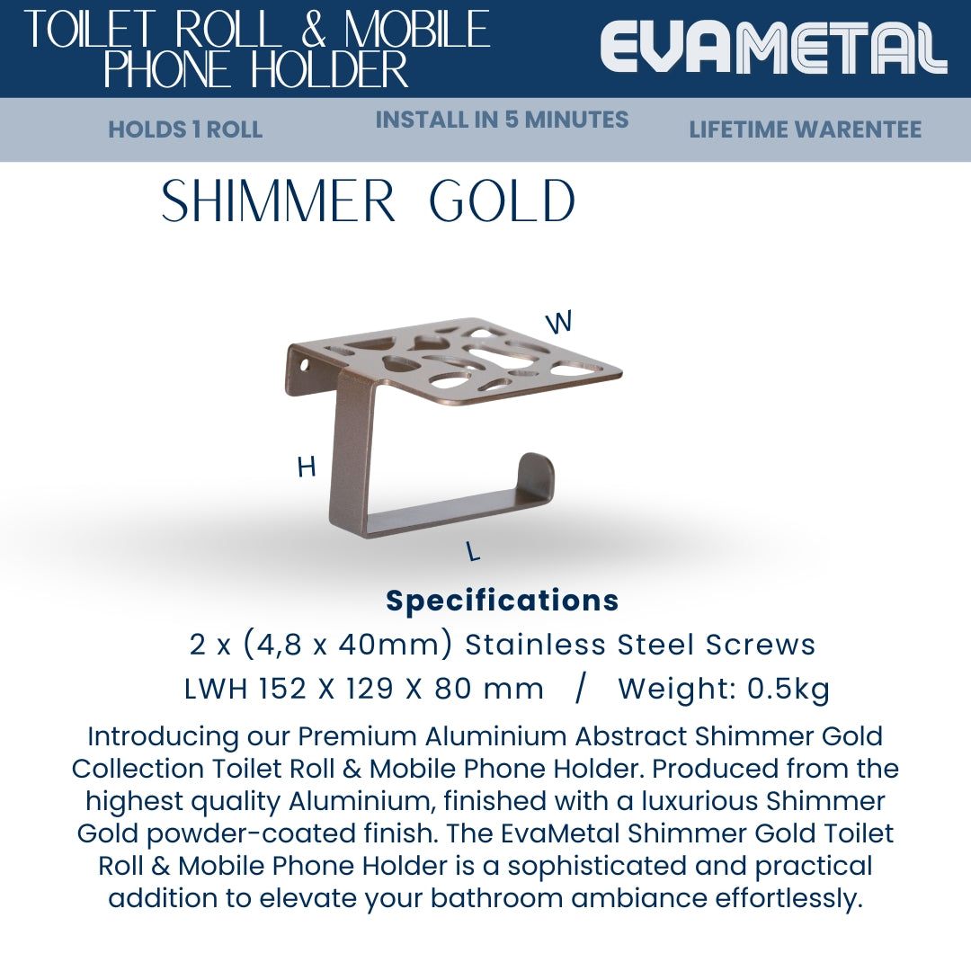 Toilet Roll Holder with Mobile Phone Storage - SHIMMER GOLD - Abstract Collection