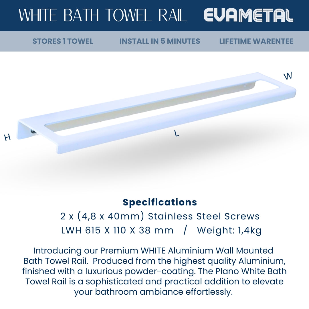 Bath Towel Rail - WHITE - Plano Collection