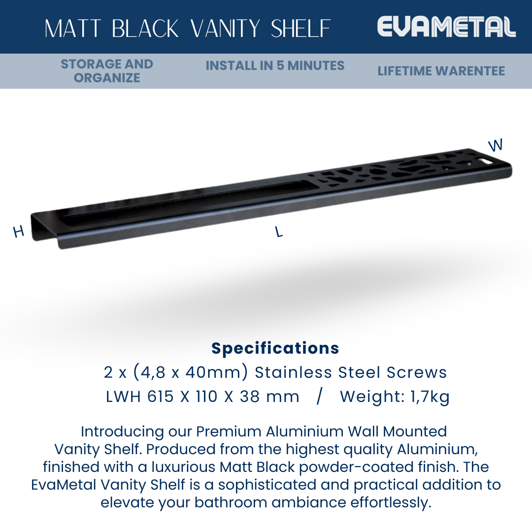 Vanity Shelf - MATT BLACK - Abstract Collection